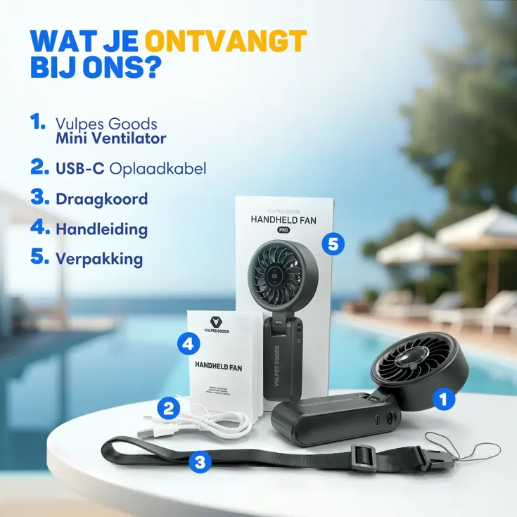 Handventilator PRO 3in1 - Oplaadbaar & Draagbaar