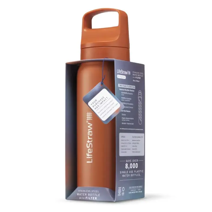 LifeStraw 500ml RVS Waterfles Kyoto Oranje