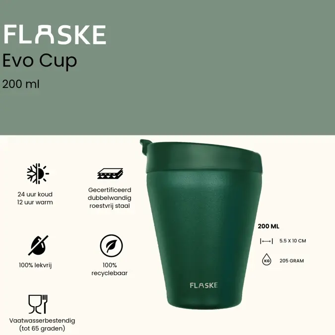 FLASKE 200ML RVS Koffiebeker to Go