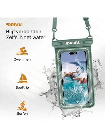 Drivv. Waterdicht Telefoonhoesje - 6.8" Groen