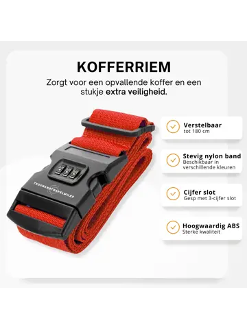 Kofferset 4-delig kofferriem + bagagelabels Rood