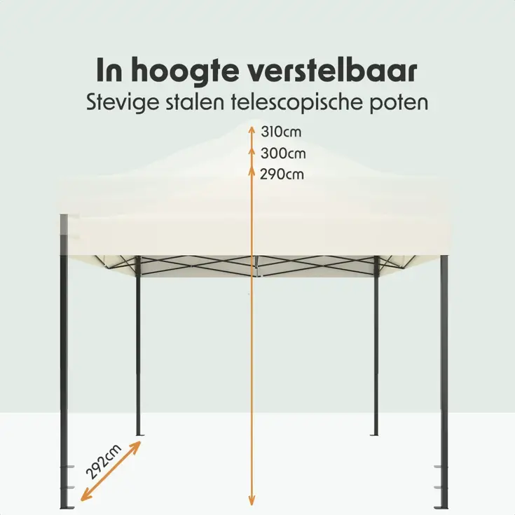 Partytent met Zijwanden – 3x3 m – Beige
