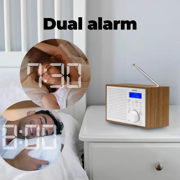 DAB+/FM Radio Wekker Datum & tijd weergave