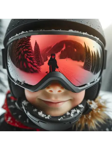 Kinder Skibril - Zwart - Rood spiegelglas