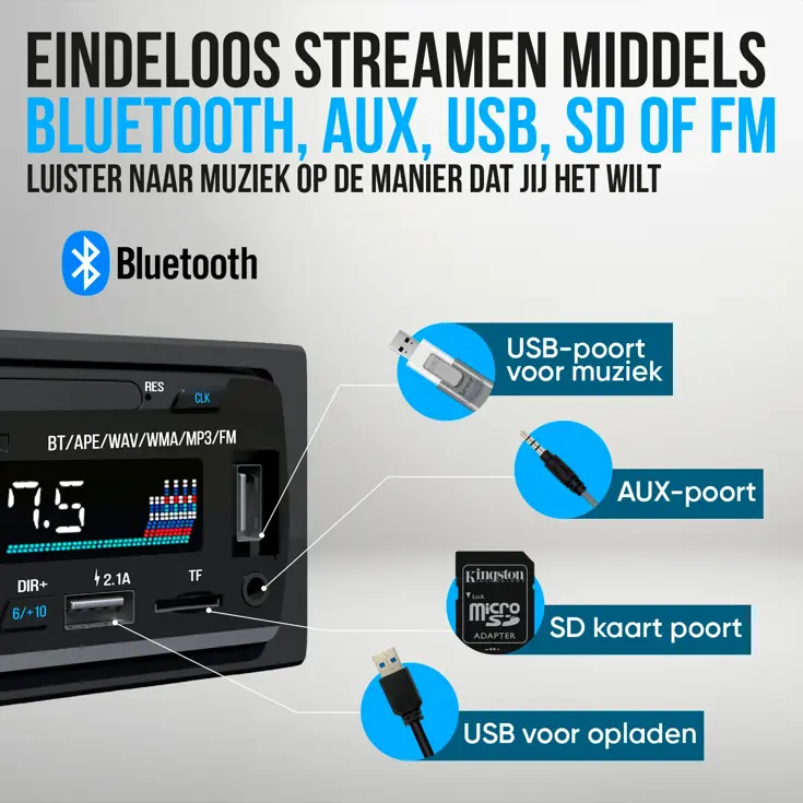 Autoradio met Bluetooth - 1DIN