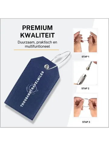 Bagagelabel – 4 stuks – Leer – Blauw