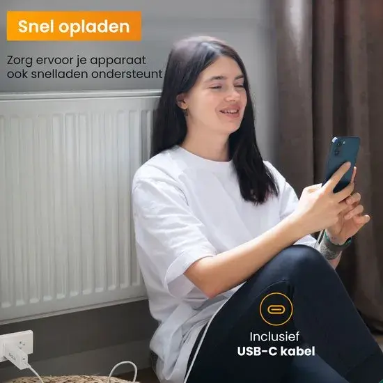 USB-C Kabel 1m met USB-A & USB-C Adapter