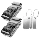 Kofferset 4-delig kofferriem + bagagelabels Zilver