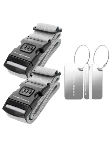 Kofferset 4-delig kofferriem + bagagelabels Zilver
