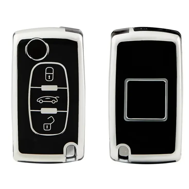 TPU Sleutelhoesje voor Peugeot zwart D3