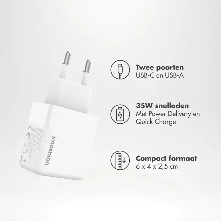Wall Charger - Oplader - USB-C/USB - 35 Watt