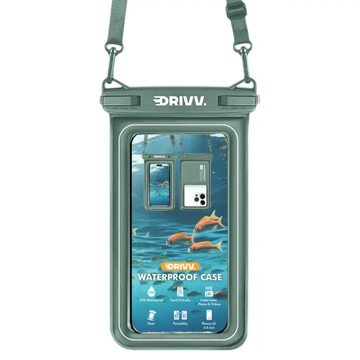 Drivv. Waterdicht Telefoonhoesje - 6.8" Groen