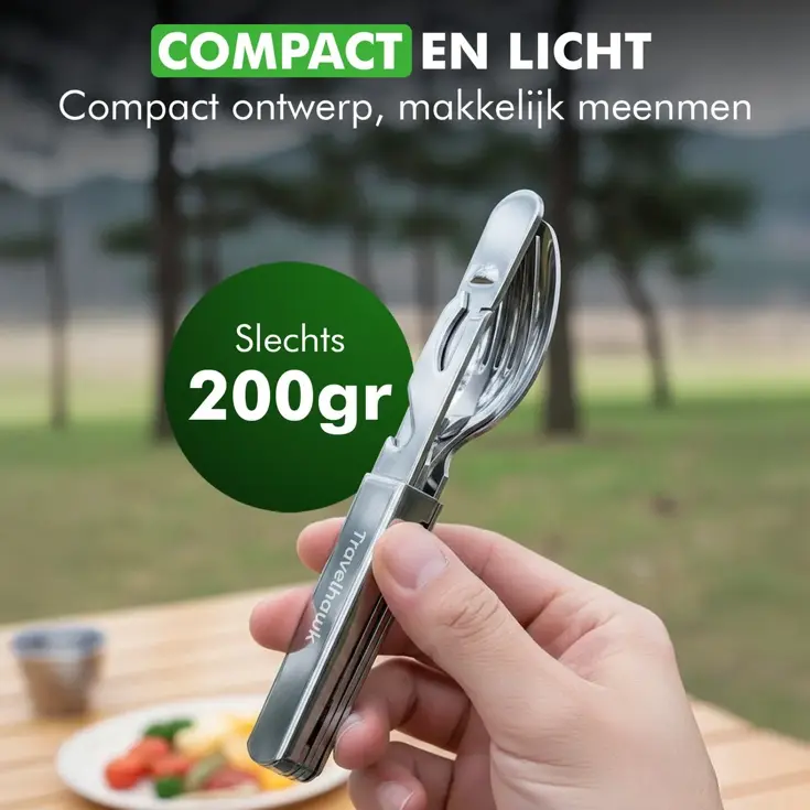 Reisbestek Set – Campingbestek To-Go Zilver