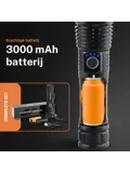 Zaklamp LED 3000 lumen oplaadbaar met USB-C
