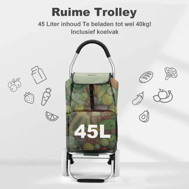 45L boodschappentrolley met koelvak