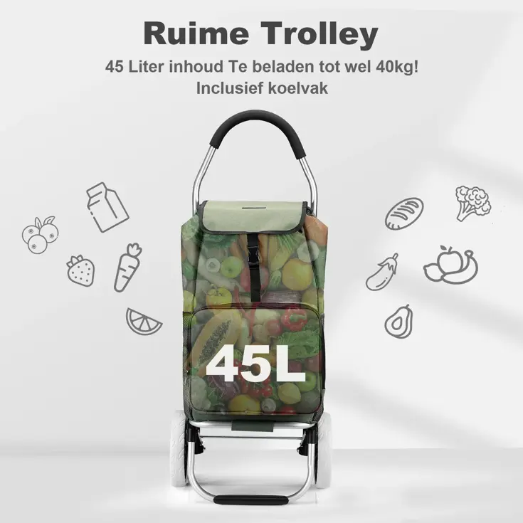45L boodschappentrolley met koelvak