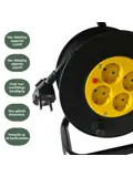 Kabelhaspel Pro 4‑voudig 10 m met randaarde
