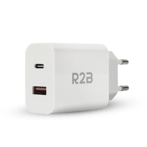 R2B Krachtige 20W USB A & USB C Adapter Wit