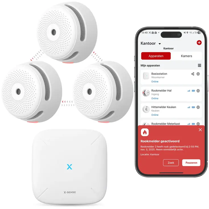 Link+ Pro bundel 3 Rookmelders, 1 Gateway