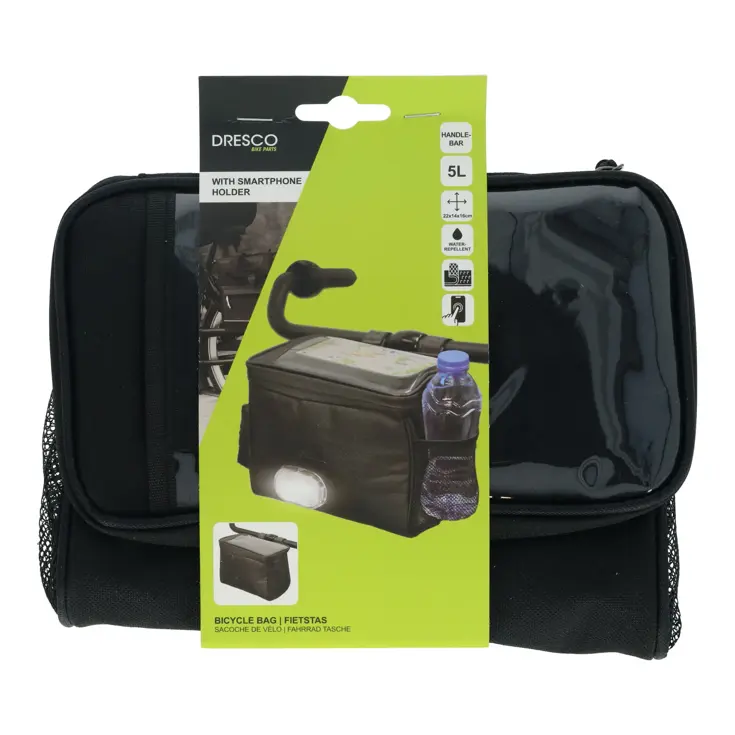 Compacte zwarte waterafstotende stuurtas 5L