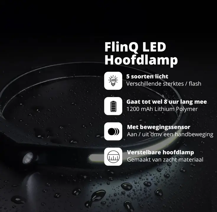 Hoofdlamp met vijf lichtmodi - sensor