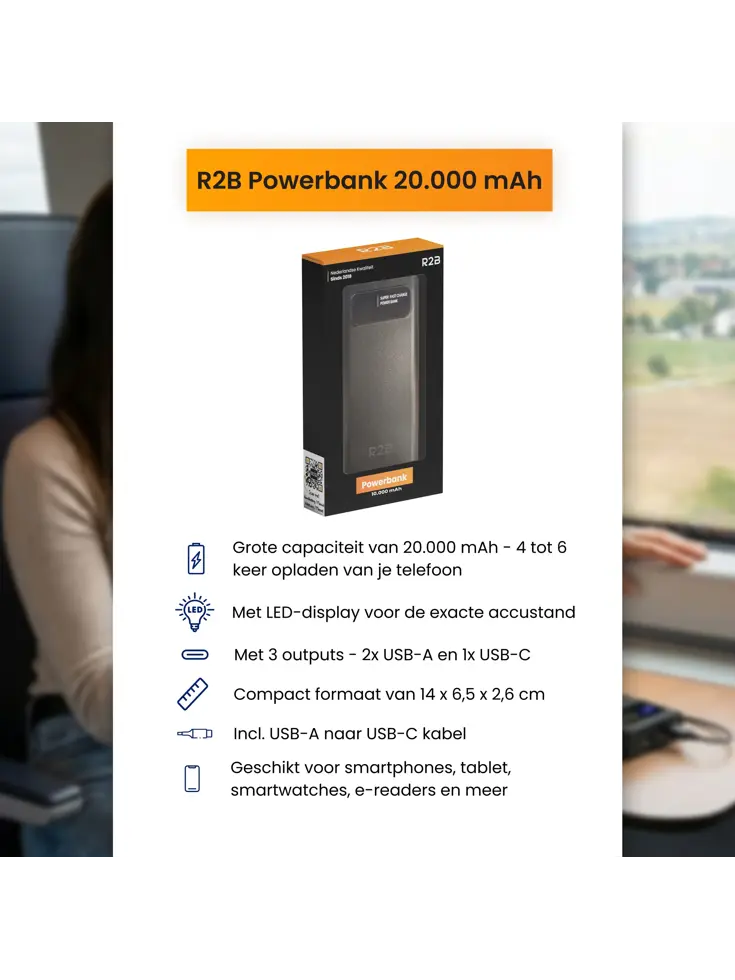 Powerbank 20000 mAh Snellader & LED Display