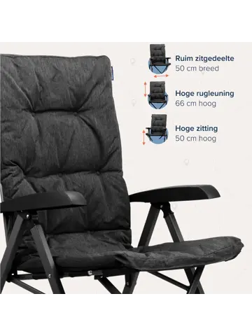 Campingstoel Luxe Duo – Draagtas – Zwart