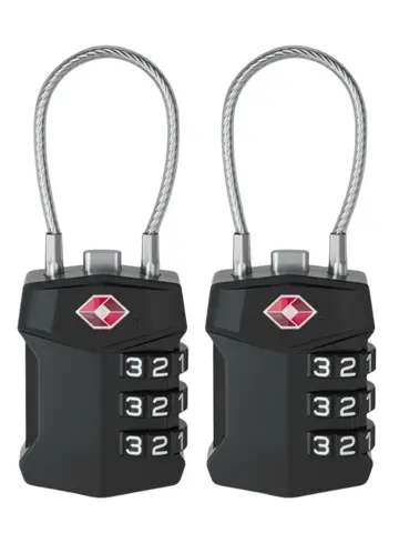 TSA slot met staalkabel voor bagage – 2 stuks