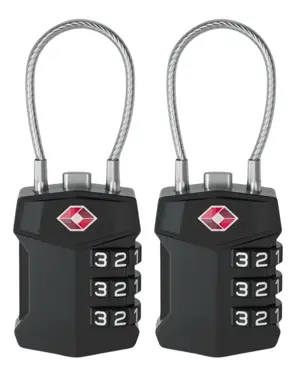 TSA slot met staalkabel voor bagage – 2 stuks