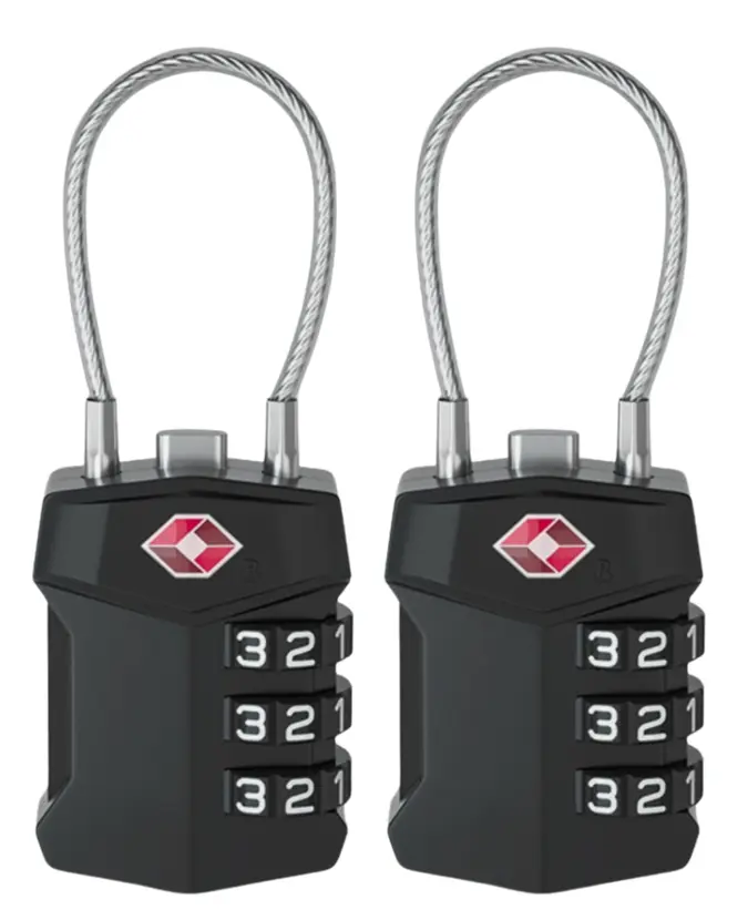 TSA slot met staalkabel voor bagage – 2 stuks