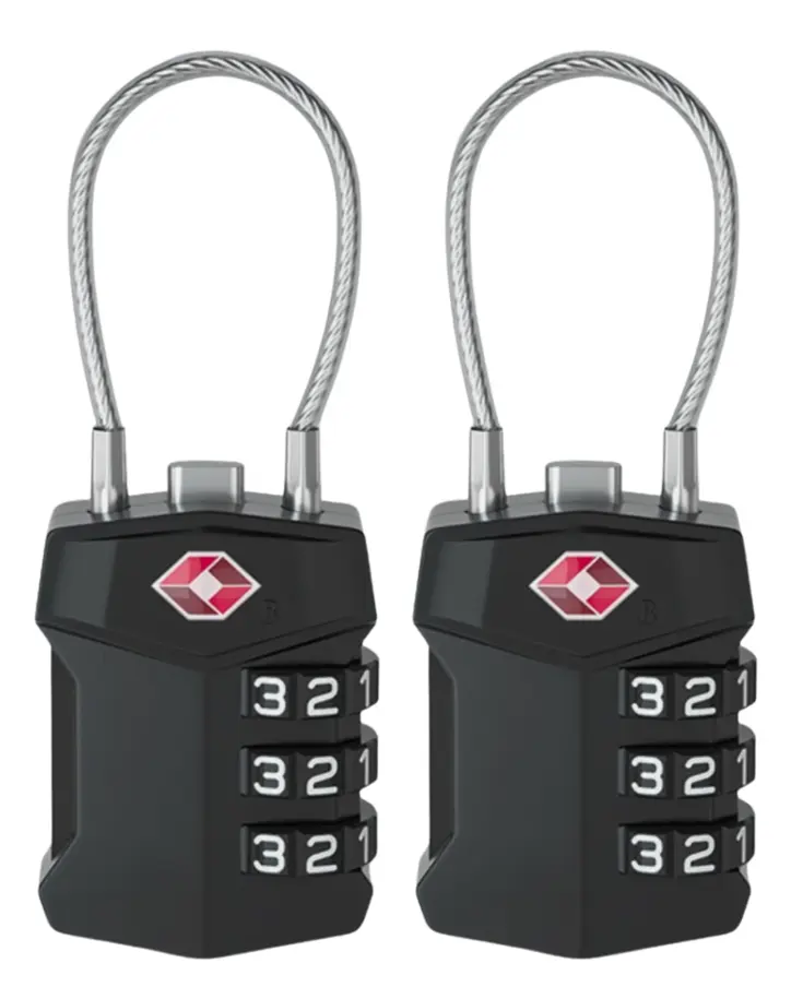 TSA slot met staalkabel voor bagage – 2 stuks