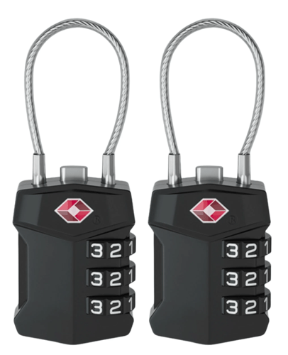 TSA slot met staalkabel voor bagage – 2 stuks