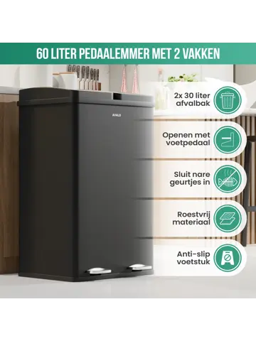 Avalo Prullenbak 2x30L - RVS