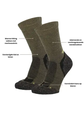 6 paar - Met Wol - Hiking Sokken
