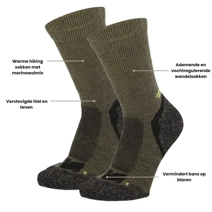 6 paar - Met Wol - Hiking Sokken