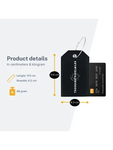 Bagagelabel – 4 stuks – Leer – Zwart