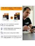 USB-C Kabel 2 meter met USB-C Adapter