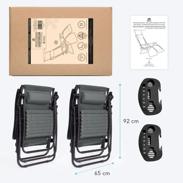 LifeGoods Opvouwbare Tuinstoelen - 2-pack