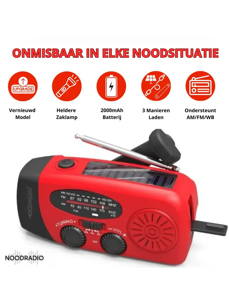 Noodradio® Solar Powerbank Opwindbaar