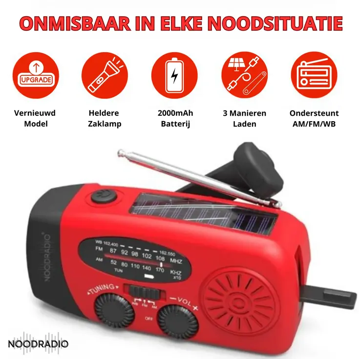 Noodradio® Solar Powerbank Opwindbaar
