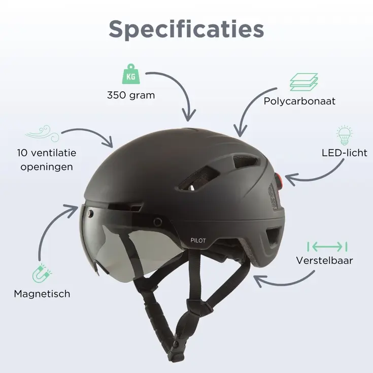PILOT fietshelm met vizier NTA certif.