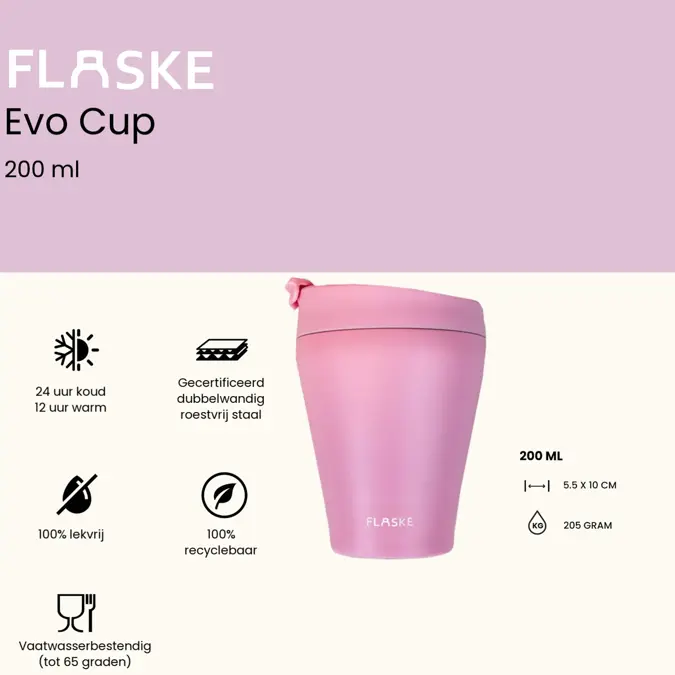 FLASKE 200ML  RVS Koffiebeker to Go