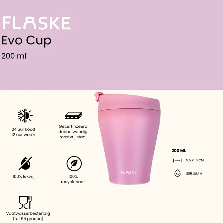 FLASKE 200ML  RVS Koffiebeker to Go