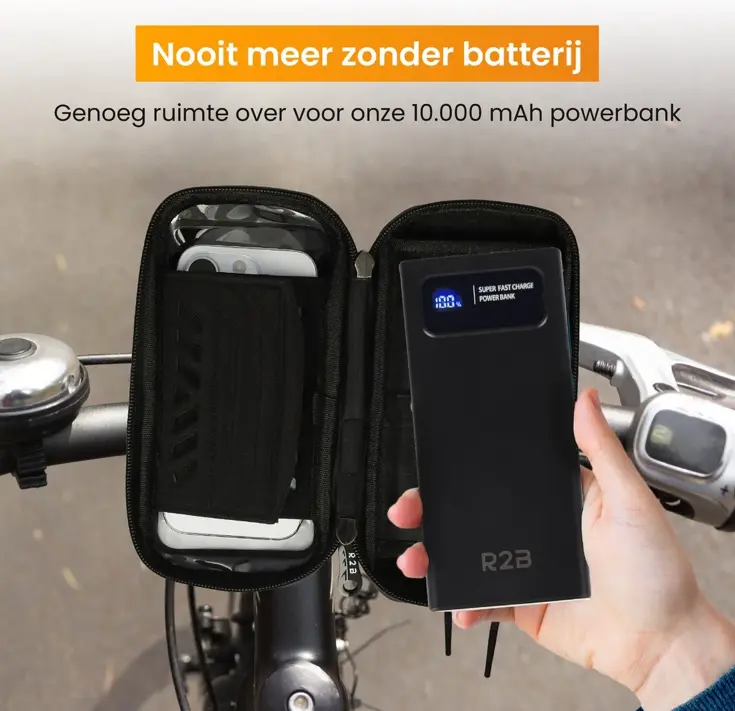 Telefoonhouder Fiets +Powerbank 10000 mAh