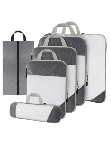 Packing cubes compressie set – 6-delig – Grijs