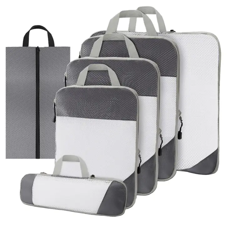 Packing cubes compressie set – 6-delig – Grijs