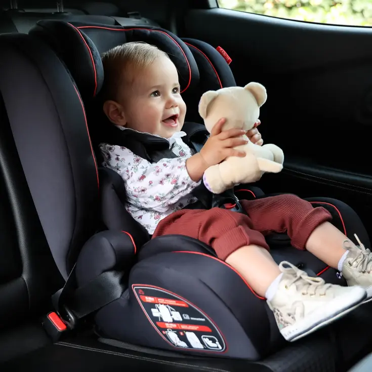 Luca I-Size Zitverhoger Zwart/Rood 76-150cm