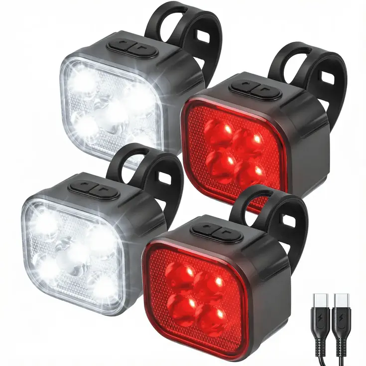 4x Fietslampjes - LED Achterlicht en Voorlicht