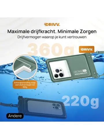 Drivv. Waterdicht Telefoonhoesje - 6.8" Groen