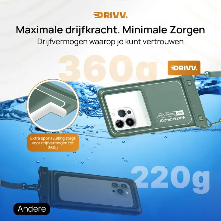 Drivv. Waterdicht Telefoonhoesje - 6.8" Groen